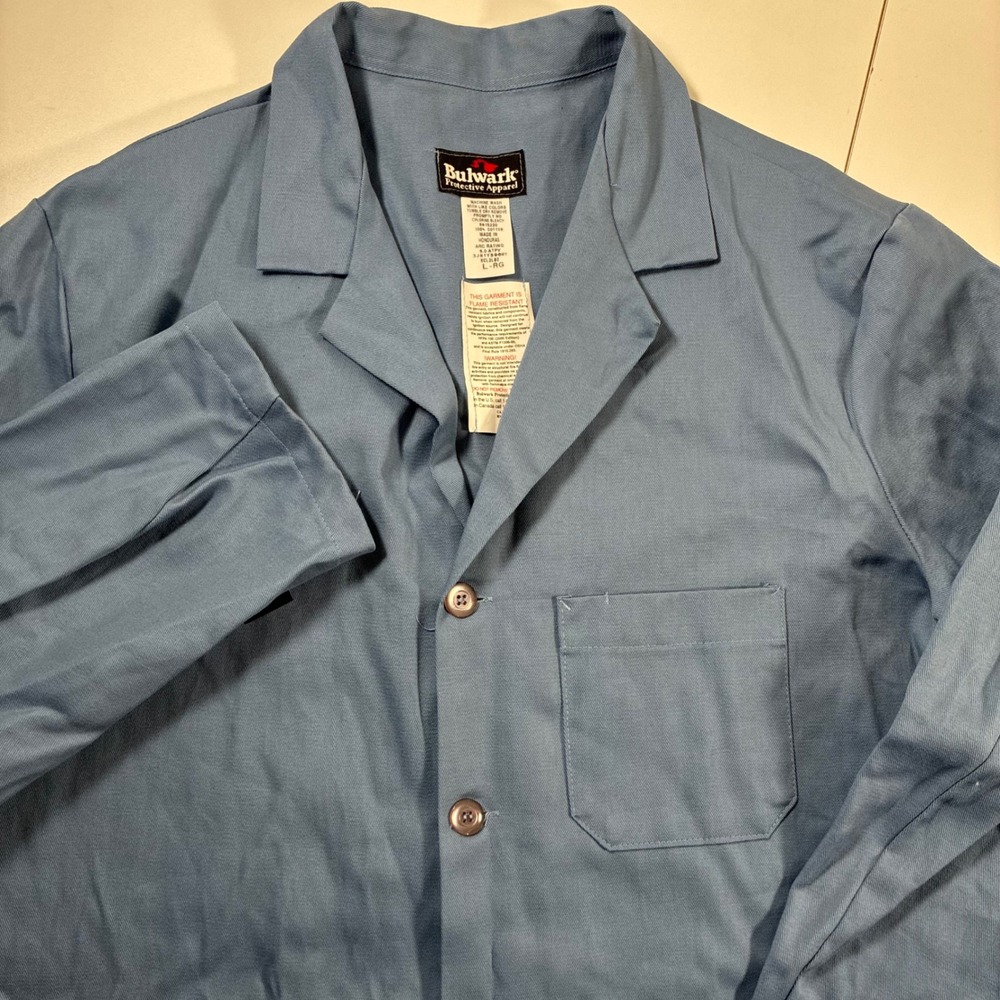 Bulwark Flame Resistant Lab Coat Large Blue FR ARC 6.0 ATPV Cotton Workwear